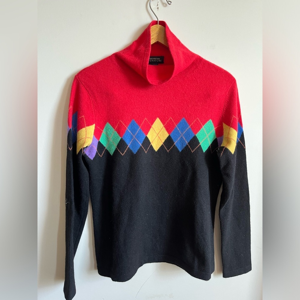 Jones New York Wool, Cashmere, Angora, Rabbit Hair Vintage Argyle Sweater